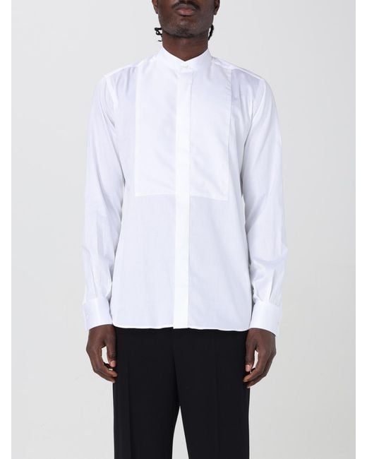 Karl Lagerfeld White Mandarin Collar Shirt Long Sleeves for men