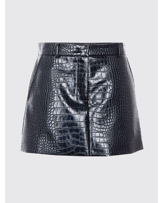 Sportmax Blue Crocodile Print Faux Leather Mini Skirt