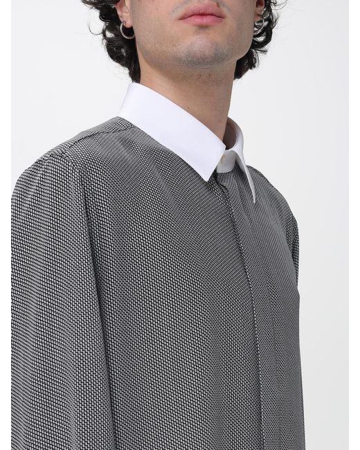 Tom Ford Gray Silk Shirt With Zig-Zag Pattern for men