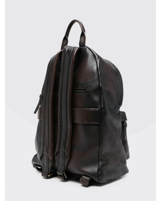 Officine Creative Black Oc Pack Volanato Leather Backpack for men