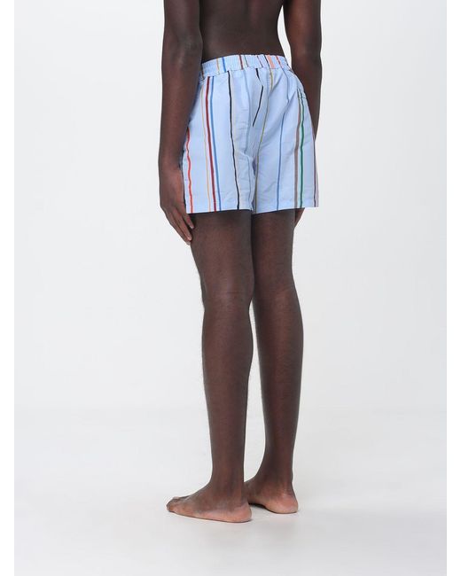 Paul Smith Blue Striped Polyester Swimsuit for men