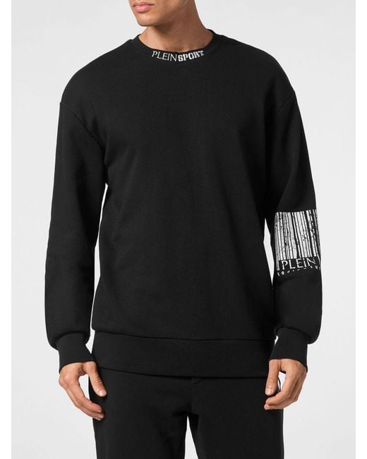 Philipp Plein Black Graphic Print Crewneck Sweatshirt for men