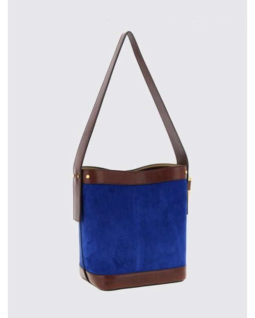 Versace Blue Pivot Suede Bucket Bag