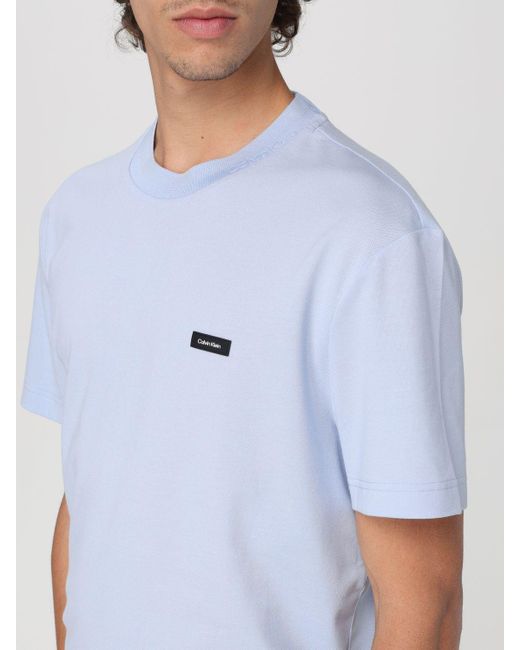T-shirt in cotone con logo di Calvin Klein in White da Uomo