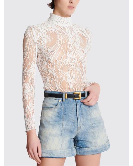 Balmain White Anthem Leather Belt