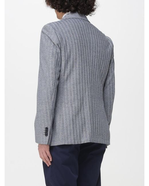 Manuel Ritz Gray Pinstriped Single-Breasted Blazer for men