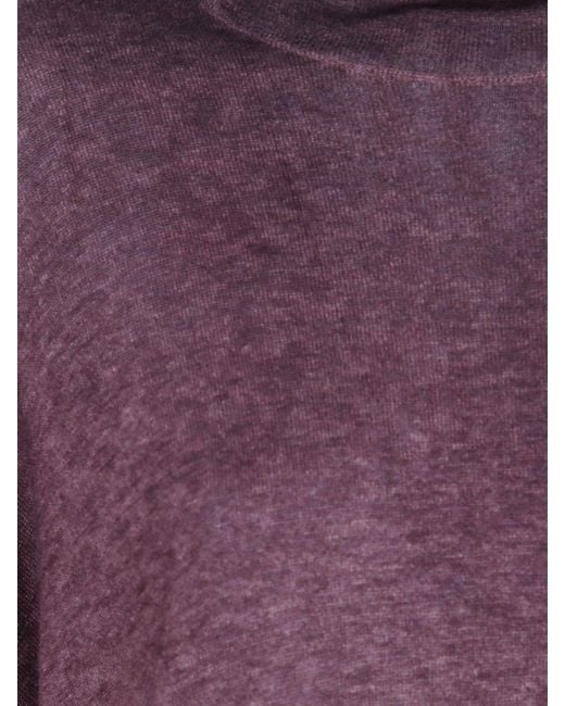 Avant Toi Purple Wool And Cashmere Blend Turtleneck Jumper With Long Sleeves And Ribbed Trims