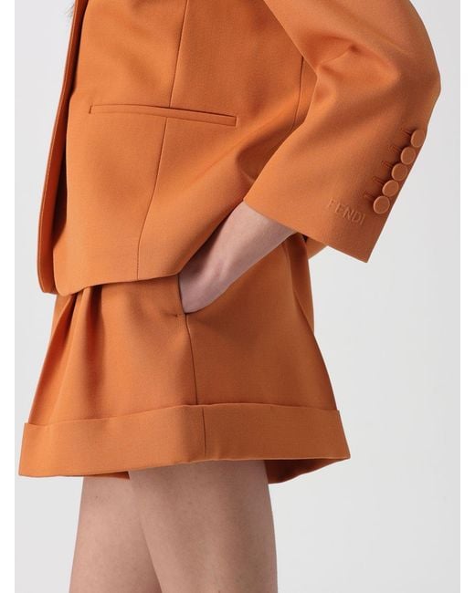 Fendi Orange Wool Blend Double-Breasted Blazer