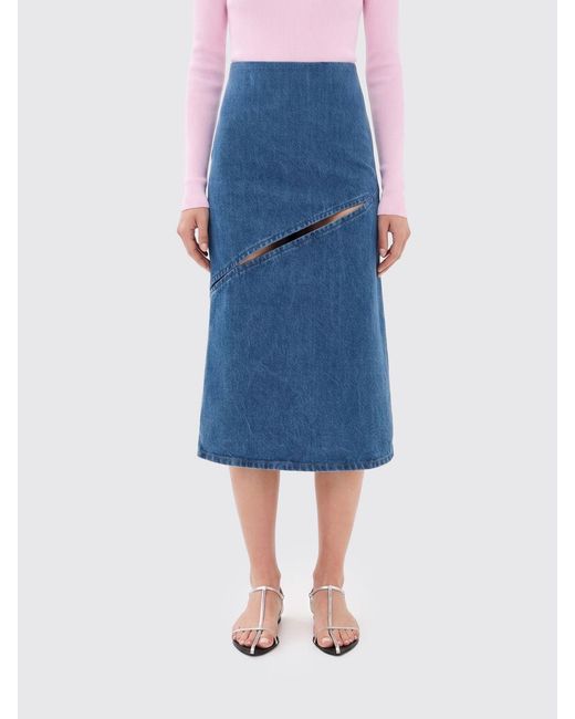 Jil Sander Blue Cut Out Skirt