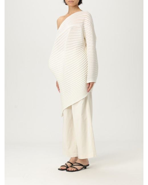 Issey Miyake Natural Pleated Oneshoulder Asymmetrical Top