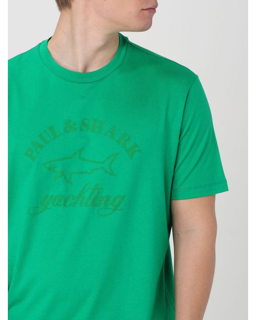 T-shirt in cotone di Paul & Shark in Green da Uomo