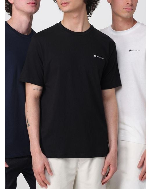 Belstaff Black Set Of 3 Cotton T-Shirts With Logo for men