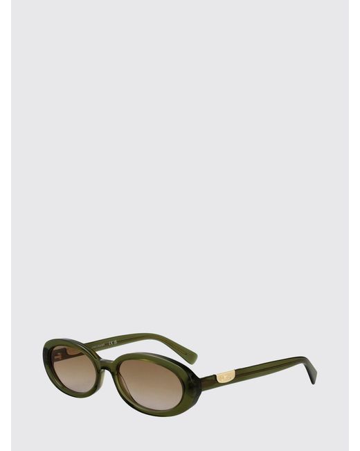 Longchamp Green Oval Acetate Sunglasses With Monogram Logo And Coloured Lenses