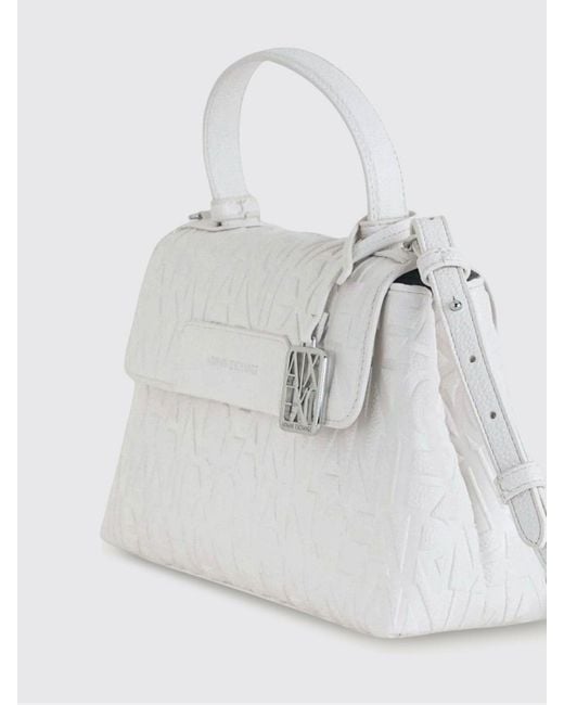 ARMANI EXCHANGE White Grained Synthetic Leather Bag With Embossed Logo