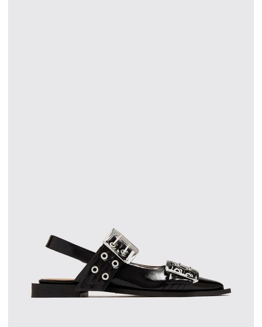 Ganni Black Mary Jane Slingback Ballet Flats