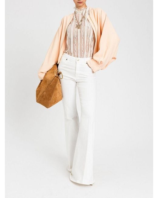 Twinset White Stretch Viscose Bomber Jacket