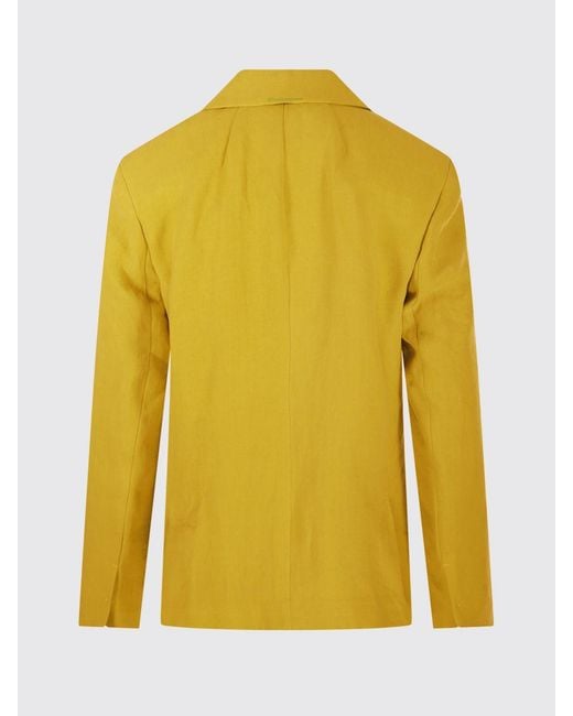 Max Mara Yellow Linen Single-Breasted Blazer