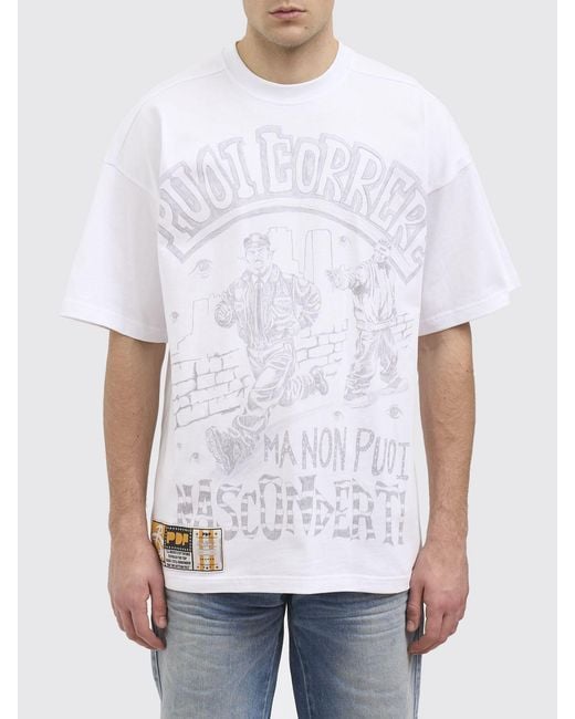 PDF White Printed Cotton T-Shirt for men