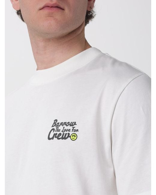 Barrow White Printed Cotton T-Shirt for men