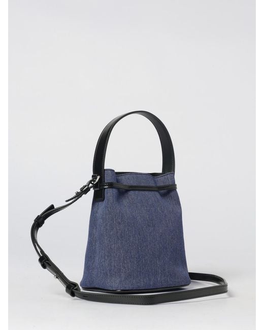 Ferragamo Blue Mini Bow Cotton Bucket Bag