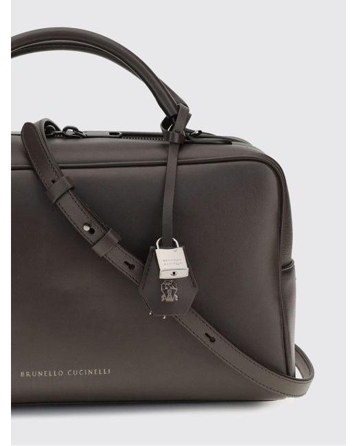 Brunello Cucinelli Black Boston Explorer Leather Handbag