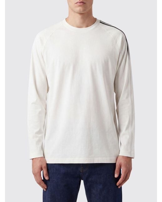 Y-3 White Long-Sleeved Cotton T-Shirt With Relaxed Fit And Crew Neck for men