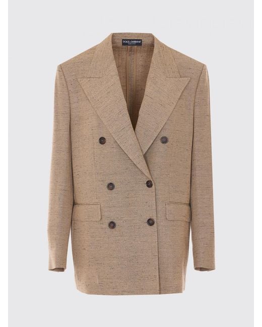Dolce & Gabbana Natural Dolce &Amp Gabbana Double-Breasted Tweed Blazer