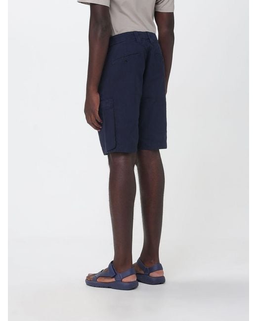 C P Company Blue Cotton And Linen Cargo Shorts for men