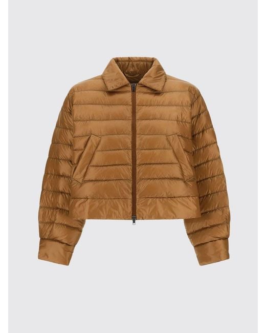 Herno Brown Quilted Ultra-Light Nylon Short Down Jacket With Classic Collar
