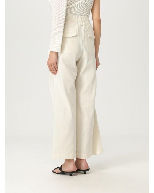 Issey Miyake Natural Comfortable Solid Wide Leg Trousers With Pockets And Elastic Waist