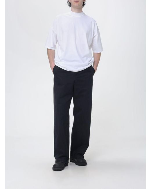Jil Sander White Cotton T-Shirt With Mock Neck And Dropped Shoulders for men