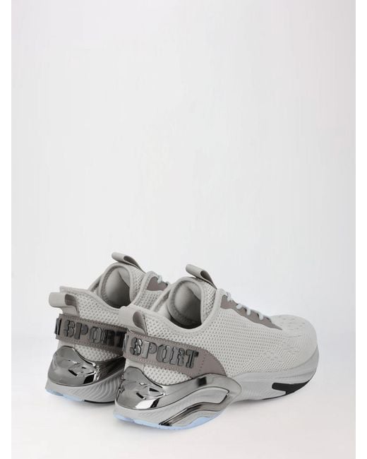 Philipp Plein White Crochet Knit Sneakers for men