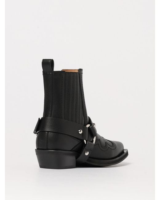 Ganni Black Flat Ankle Boots