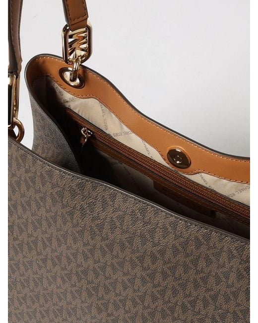 Michael Kors Brown Kensington Coated Cotton Bag With All Over Monogram