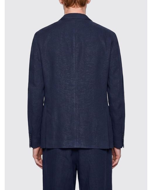 Giorgio Armani Blue Unlined Single-Breasted Linen Blazer for men