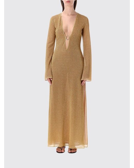 Oseree Natural Lurex Long Dress