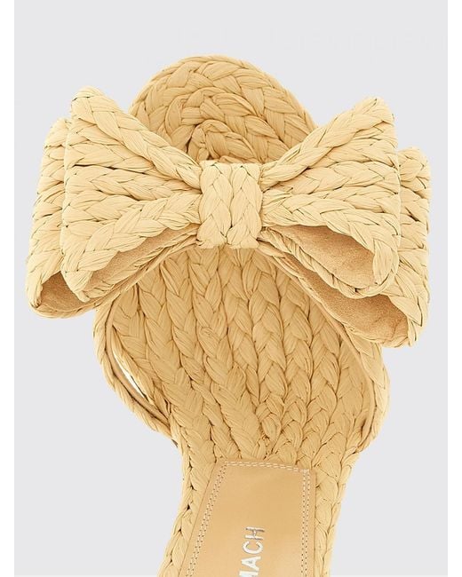 Mach & Mach Natural Le Cadeau Bow Braided Raffia Mules