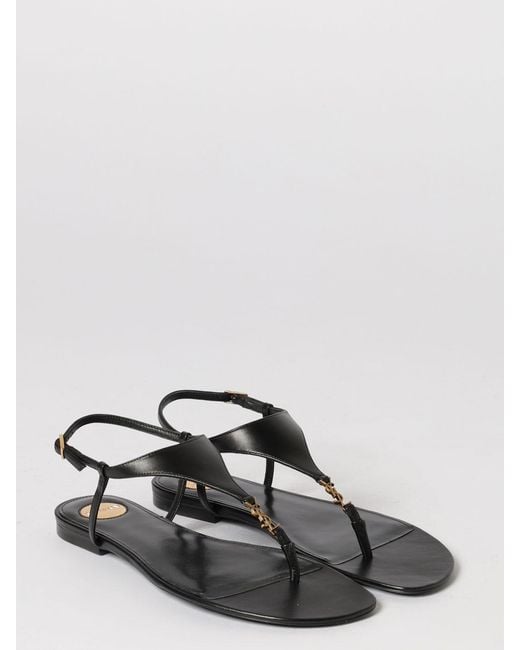 Saint Laurent Natural Cassandre Leather Sandals