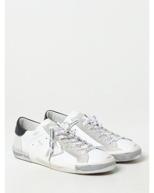 Baskets Prsx En Cuir Effet Usé Philippe Model pour homme en coloris White
