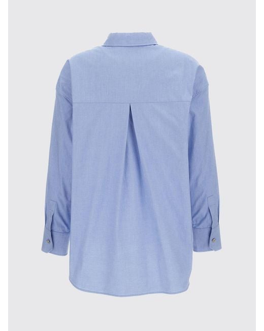 Max Mara Blue Slim Fit Long-Sleeve Cotton Shirt