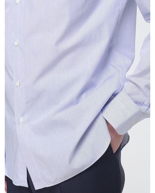 Luigi Borrelli Napoli Blue Classic Striped Cotton Shirt for men