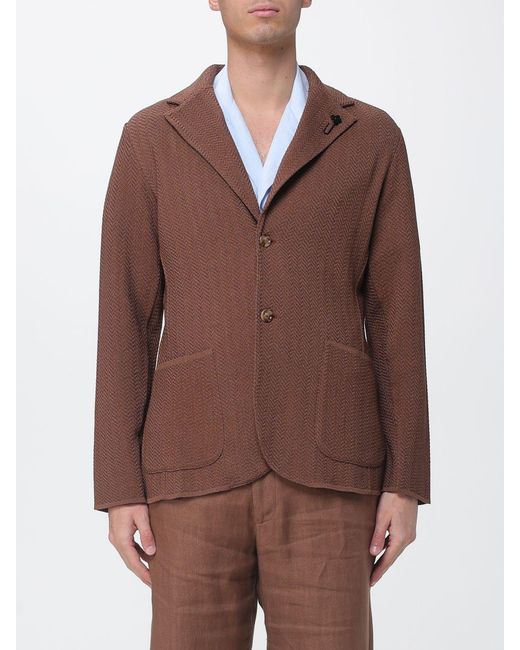 Lardini Brown Single-Breasted Cotton Blend Blazer for men