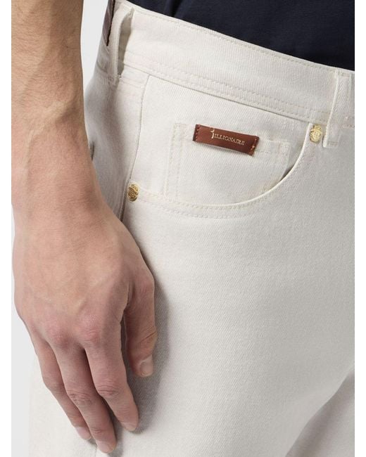 Billionaire White Straight-Fit Cotton Denim Jeans With Monogram Logo for men