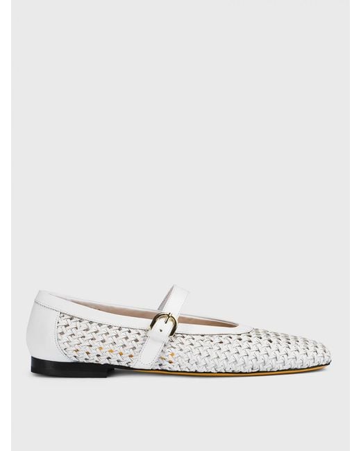Doucal's White Woven Nappa Leather Ballerinas