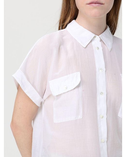Mason's White Cotton And Silk Shirt
