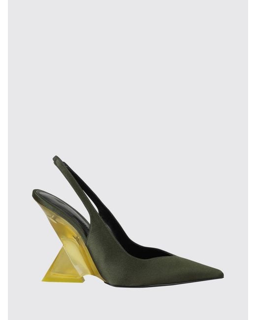 The Attico White Cheope Satin Slingback Pumps With A High Sculptural Wedge