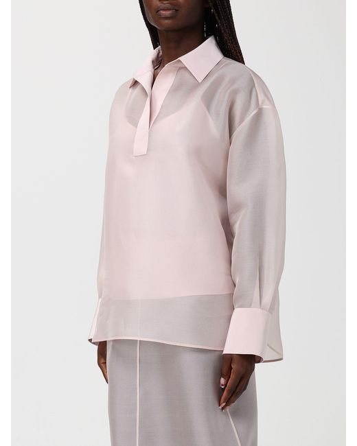 Agnona Pink Silk Organza Shirt