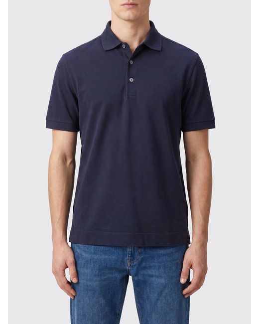 Zegna Blue Short-Sleeved Polo Shirt for men