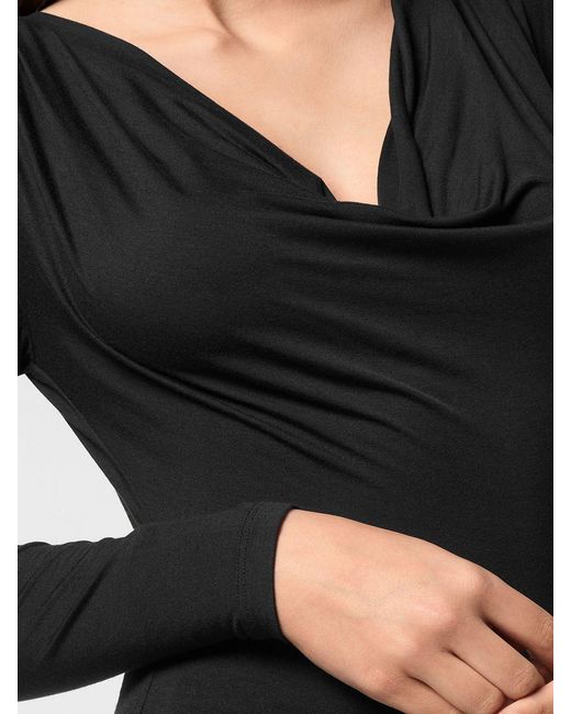 Philipp Plein Black Slim-Fit Modal-Blend Top With Draped V-Neck