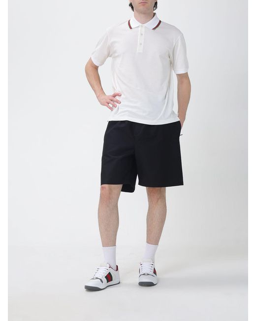 Gucci White Short-Sleeved Cotton Polo With Web Detail And Contrast Trim for men